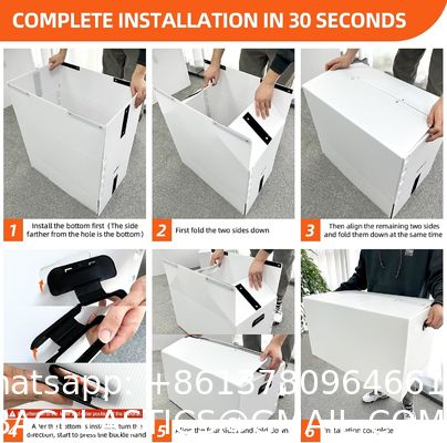 Plastic Storage Bins With Lids Containers Collapsible Moving Boxes With Handles Stackable Storage Bins,Double-Layer Hollow Shock-Absorbing Material,White