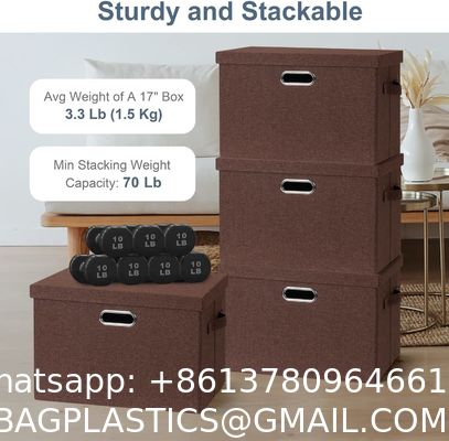 Large jute fabrics Collapsible Storage Bins With Lids Jute Fabric Foldable Storage Boxes Organizer Containers Baskets Cube With Cover For Home Bedroom Closet Office Nursery