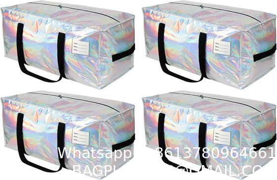 Heavy Duty Moving Bags 24-Gallon Extra Large Waterproof Foldable Clothing Storage Totes Bags With Zipper,Reinforced Handles,Packing Moving Boxes For Dorm & Seasonal Storage,Iridescent