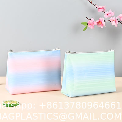 purse wallet, sustainable recyclable Transparent Hologram Cosmetic Bag Shiny Makeup Bag Clutch Handbag Waterproof Travel Wash Bag Toiletry Bag