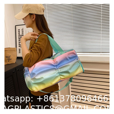 Holographic Shimmering Gym Duffle Bag With Shoes Compartment & Wet Pocket, Women Weekend Overnight Travel Bag Gymnastic Dance Bag For Girl