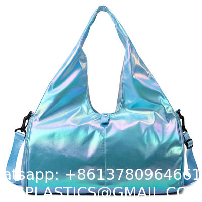 Gym Bag For Women With Wet Pocket & Shoe Compartment, Sports Duffel Overnight Weekender Hospital Workout Carry On Bag For Girls, Holographic Purse Ideal For Travel, Swimming, Dance