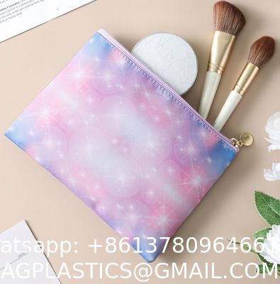 Toiletry Bag,Water Resistant Cosmetic Organizer For Bathroom, Quart Size Clear Iridescent Hard Shell Zipper Case For Toiletries,Portable Storage For Women Girls,Travel Essentials