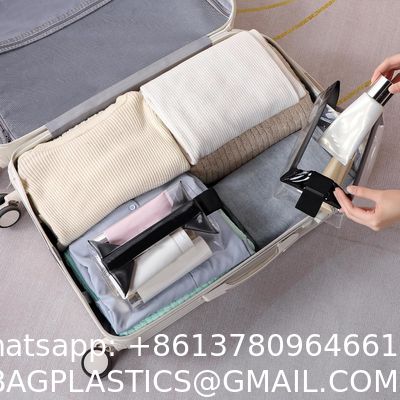 Biodegradable recyclable sustainable Clear Travel Toiletry Bag With Magnetic Closure, Makeup Bag For Women And Men, Cosmetic Bag For Travel