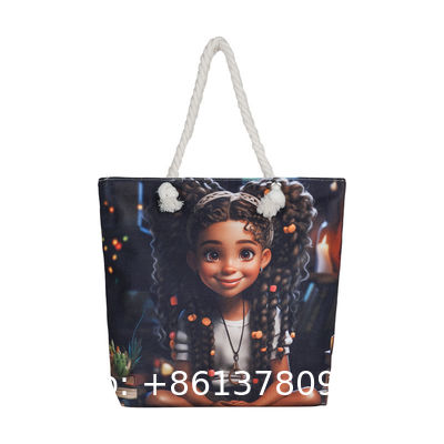 Wholesale Women'S Printed Handbags, Tote Bags, Lightweight Thick Rope Shoulder Bags, Fashionable And Artistic Versatile Beach Bags