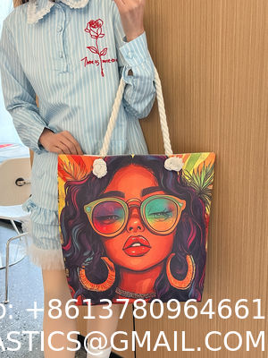Wholesale Women'S Printed Handbags, Tote Bags, Lightweight Thick Rope Shoulder Bags, Fashionable And Artistic Versatile Beach Bags