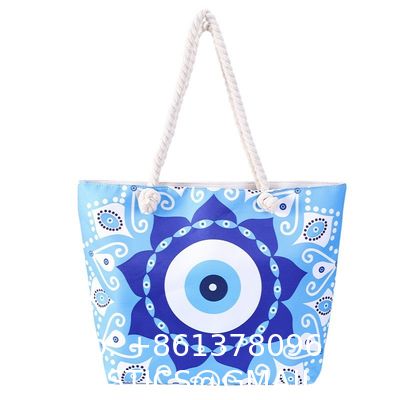 Wholesale Women'S Printed Handbags, Tote Bags, Hot Selling Devil'S Eye Canvas Bag Handbag Shoulder Bag Large Capacity Beach Bag Turkish Eye Bag