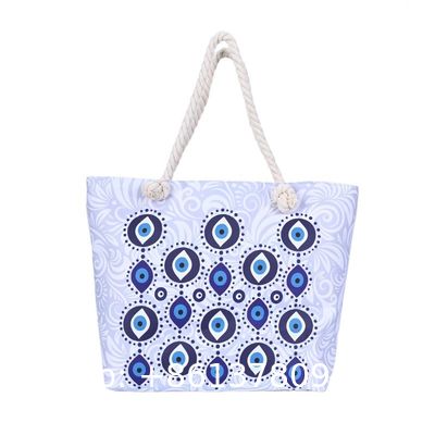 Wholesale Women'S Printed Handbags, Tote Bags, Hot Selling Devil'S Eye Canvas Bag Handbag Shoulder Bag Large Capacity Beach Bag Turkish Eye Bag