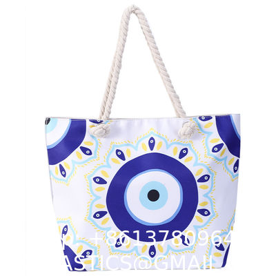 Wholesale Women'S Printed Handbags, Tote Bags, Hot Selling Devil'S Eye Canvas Bag Handbag Shoulder Bag Large Capacity Beach Bag Turkish Eye Bag