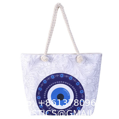 Wholesale Women'S Printed Handbags, Tote Bags, Hot Selling Devil'S Eye Canvas Bag Handbag Shoulder Bag Large Capacity Beach Bag Turkish Eye Bag