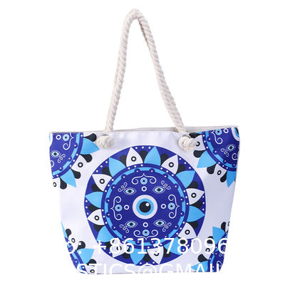 Wholesale Women'S Printed Handbags, Tote Bags, Hot Selling Devil'S Eye Canvas Bag Handbag Shoulder Bag Large Capacity Beach Bag Turkish Eye Bag