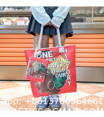 Versatile And Practical Multifunctional Zipper Handbag, Foldable Beach Bag, Creative New Cartoon Print Shoulder Bag