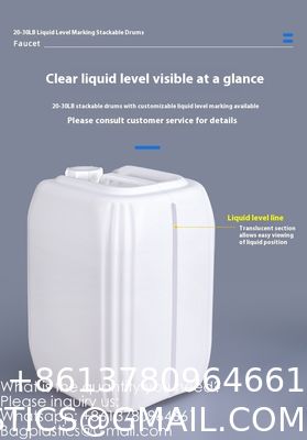 25L Plastic Barrel White Food Grade Square Jerry Can HDPE 25 Litre Chemical Drum Transparent 25 KGS Container Food Grade Square Plastic Bucket Jerrycan Laboratory Waste Liquid Drums Thickened Stack