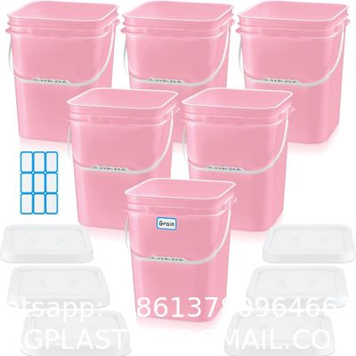 Square Bucket With Lid,Industries Barrels With Lid And Plastic Handle,Rain Buckets,Food Storage Containers DIY Label Stickers Towel And Brush For Paint Storage Tank Crafts