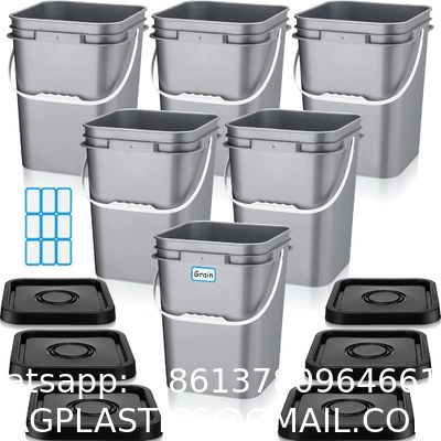 Square Bucket With Lid,Industries Barrels With Lid And Plastic Handle,Rain Buckets,Food Storage Containers DIY Label Stickers Towel And Brush For Paint Storage Tank Crafts