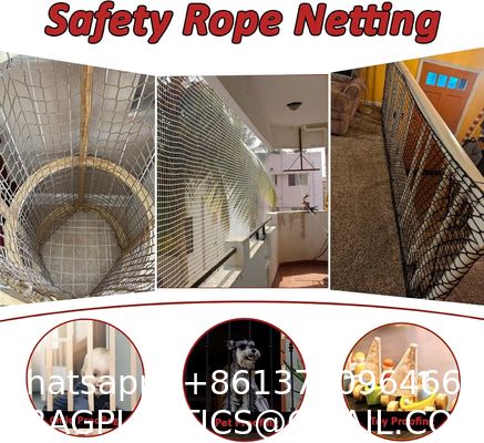 Safety Netting Cat Balcony Rail Fall Protection Driveway Nets Black Green HDPE Safety Net For Construction Forklift Safety Rope Net Kids Pet Stairs Balcony Railings Protection Rope Netting Playground
