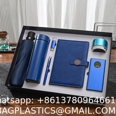 High End Gift Set Corporate Luxury Gift Promotion Items Notebook Umbrella Vacuum Flask Speaker Note Book Gift Set  Umbrella Vacuum Flask Pen USB Flash Drive Mouse Notebook Name Card Holder Bookmark