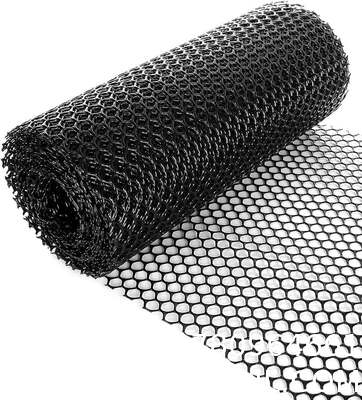 Chicken Wire Fencing Mesh Plastic With Zip Ties, 1.3×10FT Garden Netting For Moss Poles, Plastic Chicken Wire For Poultry Rabbit Fencing,Crafts,DIY - Black