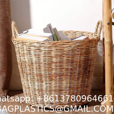 Large Square Rattan Basket, Handmade, Living Room, Blankets, Toy Bin, Extra Storage, Decorative Storage, Laundry Basket, Linens, Gray & Brown, Large