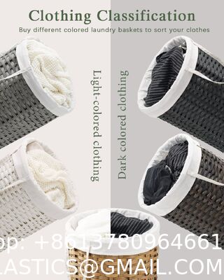 Large Laundry Hamper Laundry Basket Round Handwoven Wicker Laundry Baskets Rattan Laundry Basket With Removable Bag Handles 2 Mesh Bags For Living Room Bedroom Natural