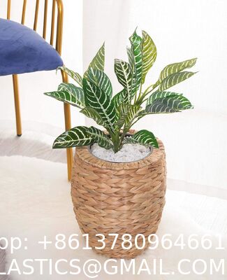 Water Hyacinth Wicker Planter Basket, Small Round Woven Basket For Plants With Metal Pot, Indoor Wicker Plant Pot Eco-Friendly Water Hyacinth Woven Plant Pot – Round Basket with Inner Saucer, Deco