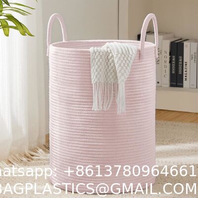 Woven Rope Laundry Hamper Basket, Tall Luandry Basket, Baby Nursery Hamper For Blanket Storage, Clothes Hamper For Laundry In Bedroom-Large-(CUSTOMIZED COLOR, 58L, 72L)