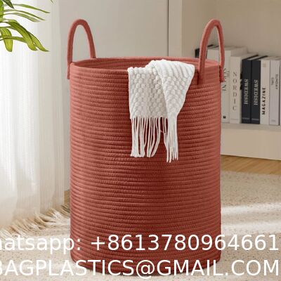 Woven Rope Laundry Hamper Basket, Tall Luandry Basket, Baby Nursery Hamper For Blanket Storage, Clothes Hamper For Laundry In Bedroom-Large-(CUSTOMIZED COLOR, 58L, 72L)