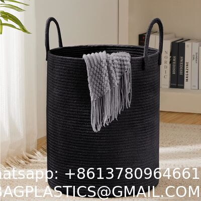 Woven Rope Laundry Hamper Basket, Tall Luandry Basket, Baby Nursery Hamper For Blanket Storage, Clothes Hamper For Laundry In Bedroom-Large-(CUSTOMIZED COLOR, 58L, 72L)