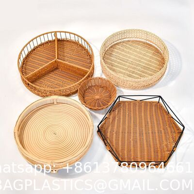 OEM Bagease Banneton Pp Kitchen Weave Plastic Food Laundry Lid Gift Hamper Bamboo Rattan Wicker Organizers Woven Storage Basket
