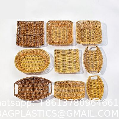 OEM Bagease Banneton Pp Kitchen Weave Plastic Food Laundry Lid Gift Hamper Bamboo Rattan Wicker Organizers Woven Storage Basket