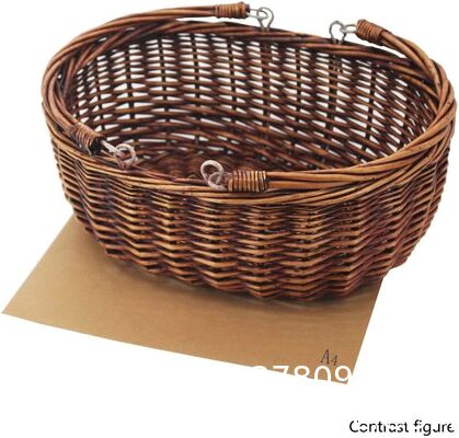 Wicker Picnic Basket With Double Leather Handles, Natural Willow Hamper For Easter Eggs Candy Wine Toy Flower Wedding Gifts