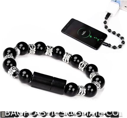 USB 3.0 Multicolor Type-C Fast Charging Data Feng Shui Bracelet Cable: Midnight Guardian · Onyx Energy Bracelet Wristband Design Charger Leather Bracelet Portable Travel Charger, Braided Cord