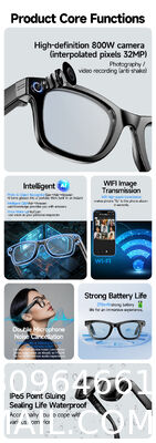 AI Smart Glasses With 8MP Camera, Real-Time Translation, 4K Video & Dual Microphone Noise Cancellation, Voice Assistant, For Travel, Vlogging, Meetings