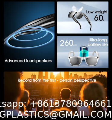 AI Smart Glasses with Camera, 1080P Video Recording Glasses, 8MP Camera Glasses, Real Time Translation, ChatGPT AI Voice Assistant, Open-Ear Audio,Sunglasses  Color-Changing Clear and Green Lense