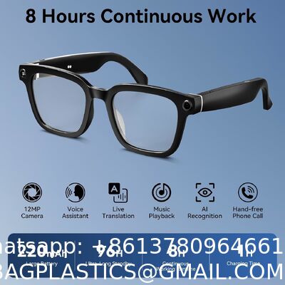 AI Smart Glasses with Camera, 1080P Video Recording Glasses, 8MP Camera Glasses, Real Time Translation, ChatGPT AI Voice Assistant, Open-Ear Audio,Sunglasses  Color-Changing Clear and Green Lense