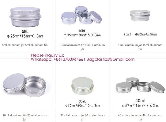 Custom Aluminum Spice Tin Box Containers Aluminum Metal Lip Balm Case Tins Metal Aluminum Jar Tin Screw Wholesale Matte Aluminum Empty Metal Tin Jars for Candle Making Perfume Use-5ml 10ml 15ml