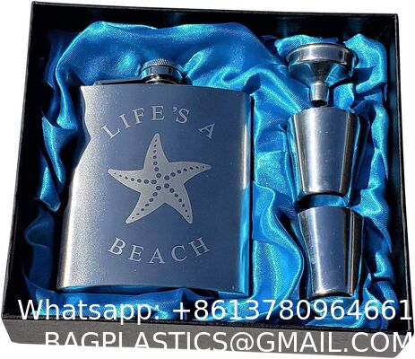 Stainless Steel Flask Set W/Funnel Shot Glasses Lovely Gift For Whiskey Rum Groomsman Best Man Usher Wedding Camping-Leather Stripe Black8oz