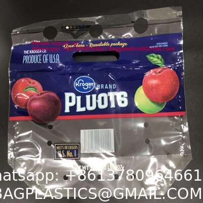 Market Keep Fresh Plastic Packing Bag For Fruits Pluots Apple Grape Banana Fresh Fruit Package Bag Vegetable Packaging Reusable Zipper Fruit Packaging Bag Transparent Clear Vegetables Stand up Bag