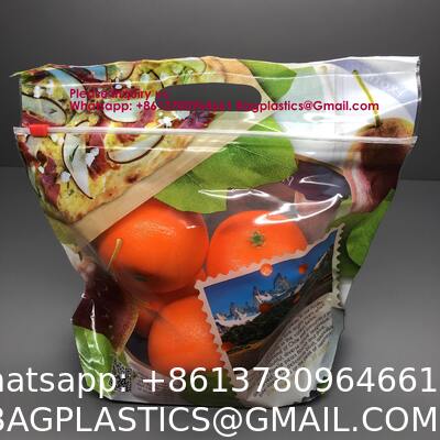 Market Keep Fresh Plastic Packing Bag For Fruits Pluots Apple Grape Banana Fresh Fruit Package Bag Vegetable Packaging Reusable Zipper Fruit Packaging Bag Transparent Clear Vegetables Stand up Bag