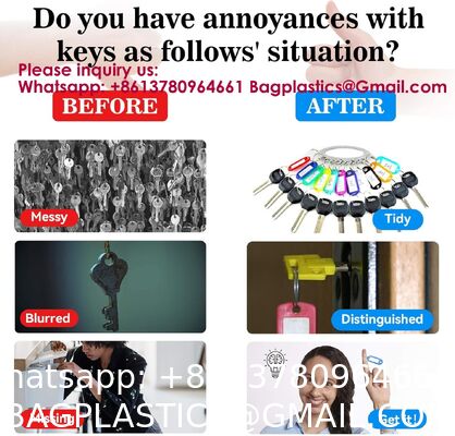 Plastic Key Tags, Key Labels With Ring And Label Window, Assorted Colours,Identifiers,Name and Labels,Adapt to USB Drive,Pets,Bags Split Ring Window Lucky Line Flexible Colored