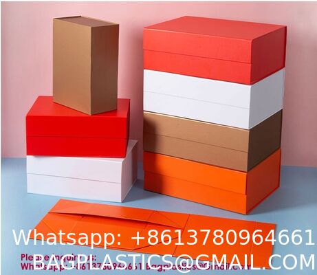 Luxury Foldable Gift Box With Removable Ribbon | Collapsible Box With Magnetic Closure | Weddings, Bridal Showers, Corporate Gifts | 100% Recycled Paper (Medium Large, Metallic Copper)