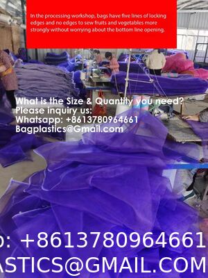 Reusable Drawstring Fresh Produce Thickened Purple Green Large Mesh Plastic Dense Small Mesh Woven Net Bag From China For Packing Chili Radix Pseudostellariae