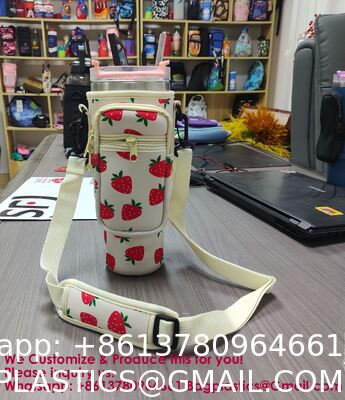 کیسه حامل بطری آب برای جام استنلی 40/30 اونس با گیرنده تلفن جیب، Neoprene بطری آب جام دارنده کیسه بطری حامل کیسه جام استنلی کیسه کف جام استنلی حامل جام استنلی